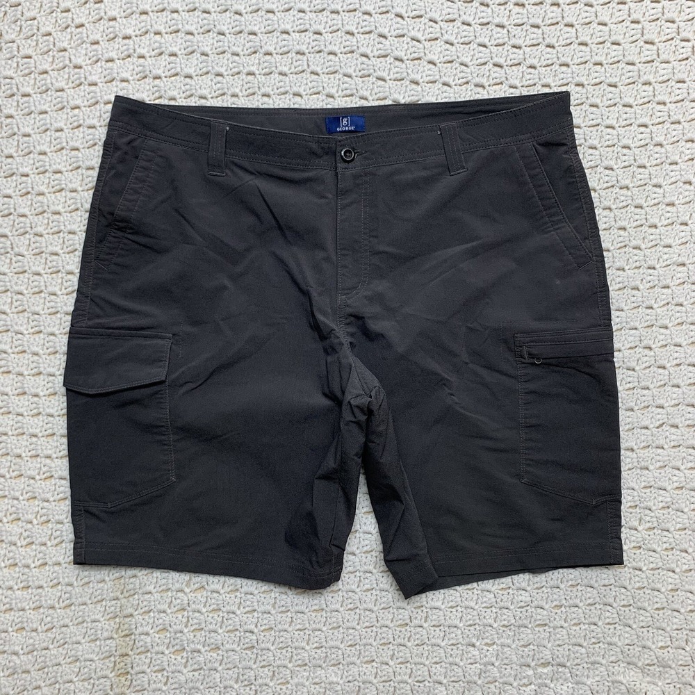 George Cargo Shorts Men's Sz 42 Gray  Bermuda  Flat Front Nylon Blend‎ RN#52469
